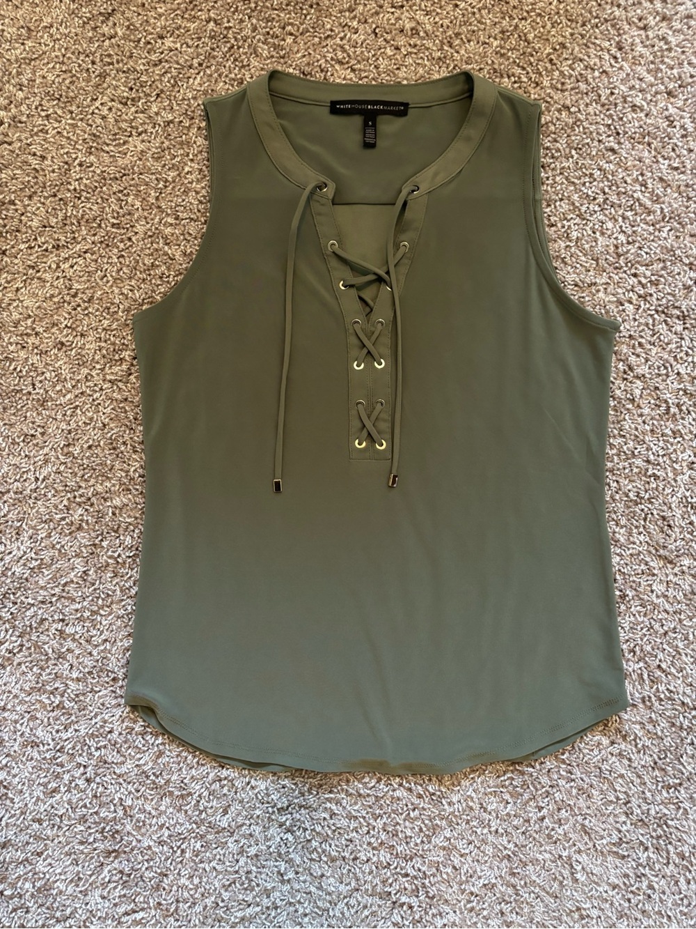 White House Black Market Olive Green Lace-Up Sleeveless Tank